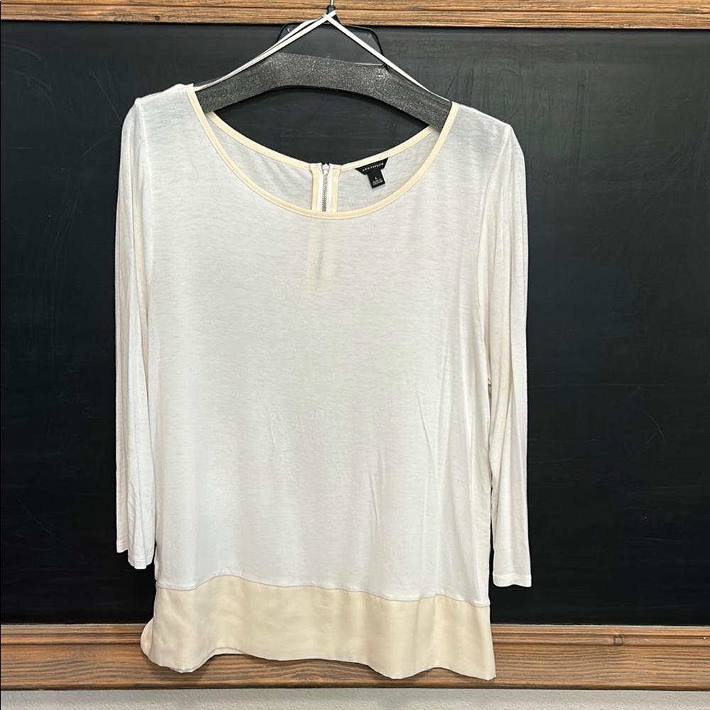 Ann Taylor Cream and White Blouse